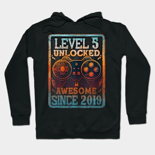 Level 5 Unlocked 5 Year Old 5Th Birthday Gamer Boys Kids Hoodie